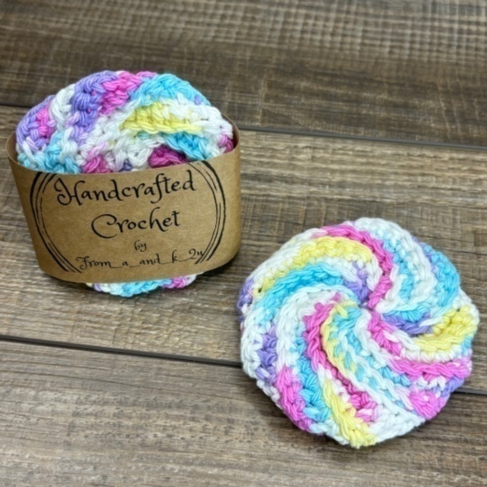 Handcrafted‎ Crochet Spiral Tawashi Scrubbies Set Cotton Yarn Handmade Knit